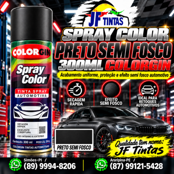 SPRAY COLOR PRETO SEMI FOSCO 300ML LAZZ!!