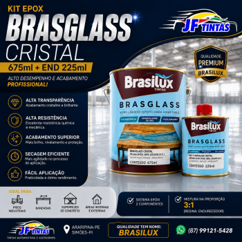 KIT RESINA EPOX BRASGLASS CRISTAL 675ml +END 225mlLT BRASILUX