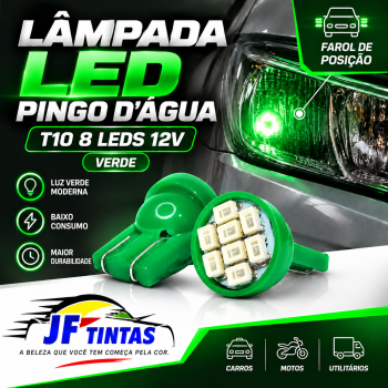 lampada LED Pingo dagua T10 8 Leds 12V VERDE!!