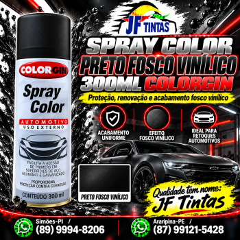 SPRAY COLOR PRETO FOSCO VINILICO 300ML COLORGIN