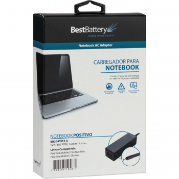FONTE NOTEBOOK POSITIVO 12V 36W 3.0mm - 1.1mm PINO FINO