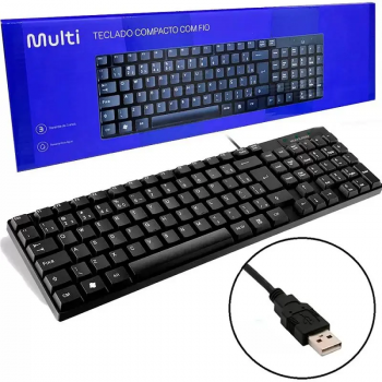 TECLADO BASICO SLIM LASER PRETO USB TC193 MULTILASER
