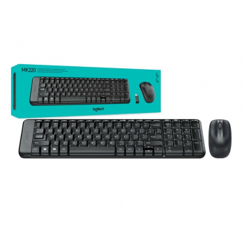 KIT TECLADO E MOUSE WIRELESS LOGITECH MK220 PRETO