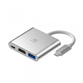 HUB USB C C3TECH 30 3 PORTAS COM SAIDA HDMI 4K HUD10SI PRATA