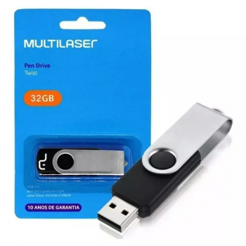 PEN DRIVE 32 GB TWIST PRETO USB 2.0 PD589 MULTILASER