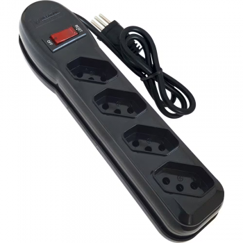 FILTRO DE LINHA 4 TOMADAS BIVOLT PRETO MEGATRON