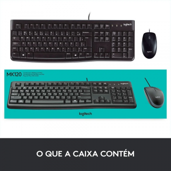 COMBO TECLADO SLIM E MOUSE MK120 PRETO USB