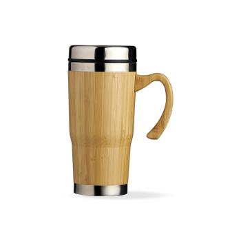 Caneca Bambu 450ml parte interna de inox.