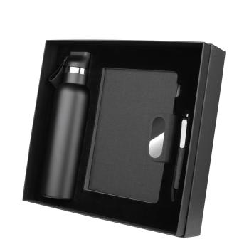 Kit Escritório Caderno, Garrafa 650ml e Caneta.