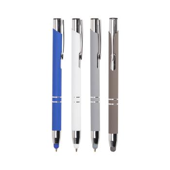 Caneta Metal Touch carga azul de 1.0mm tipo emborrachada.