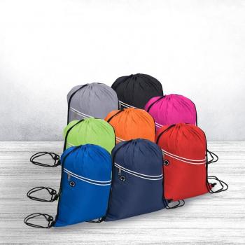 Mochila Saco Poliéster com entrada para fones de ouvido.