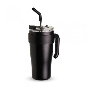 Caneca Térmica Inox 800ml Canudo de Inox Com Ponta de Silicone Removível