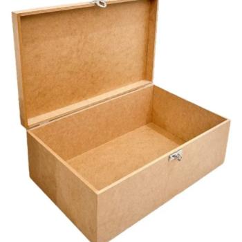 Caixa MDF Grande Organizadora Com Fecho Para Cadeado 40x25x15