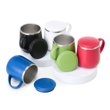 Caneca Plástica com  Parede Dupla Em Inox 370ml