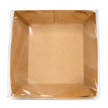 CAIXA PARA DOCES KRAFT C/ TAMPA DE ACETATO    - 9 DOCES