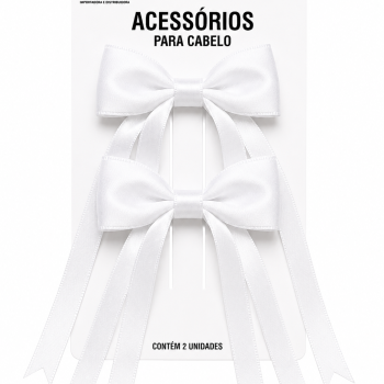 TI- PRESILHA LACO FITAS CETIM 22CM  - BRANCO