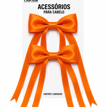 TI- PRESILHA LACO FITAS CETIM 22CM  - LARANJA