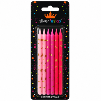 VELA PALITO ROSA E DOURADO