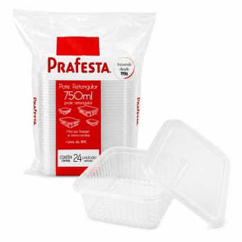 POTE PP 750ML RETANGULAR COM TAMPA C/24 LQ