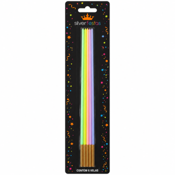 VELA PALITO GIGANTE CANDY COLOR COLORIDA C/DOURADO 35 CM