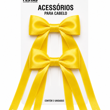 TI- PRESILHA LACO FITAS CETIM 22CM  - AMARELO