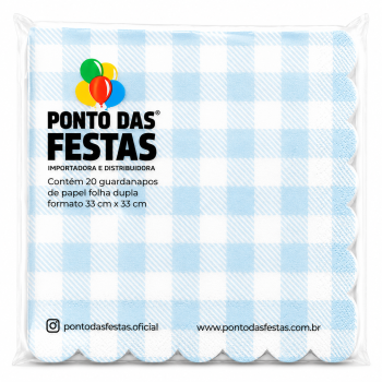 GUARDANAPO PAPEL DUPLA CAMADA XADREZ CANDY 33X33CM C/20   - AZUL