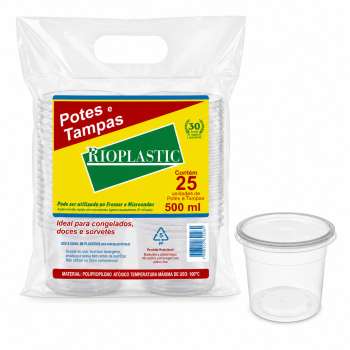 POTE PP REDONDO 500ML COM SOBRETAMPA C/25 LQ