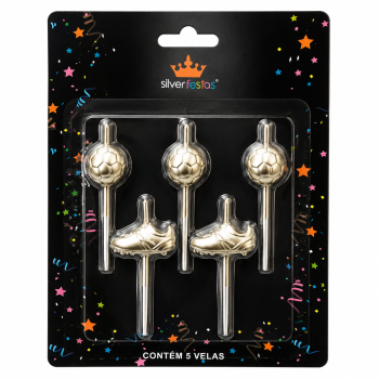 VELA FUTEBOL DOURADA 5 velas