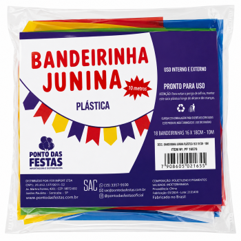 JUN- BANDEIRA FESTA JUNINA PLASTICO 16X18 10M C/1 UN