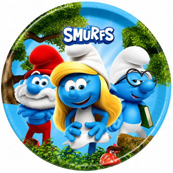 PRATO PAPEL REDONDO 18 cm OS SMURFS 08 un.
