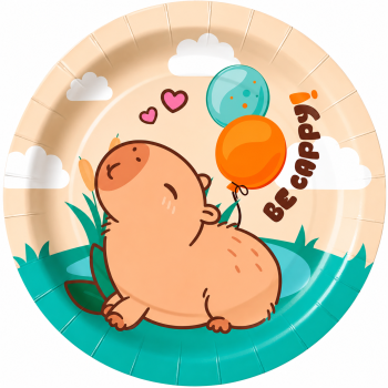 PRATO PAPEL REDONDO 18 cm CAPIVARA 08 un.