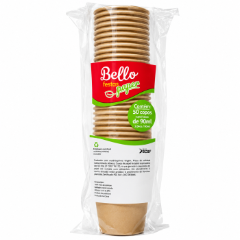 COPO DE PAPEL 90ML KRAFT BELLO FESTAS PAPER 50 UNIDADES