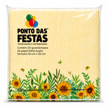 PA- GUARDANAPO DE PAPEL DUPLA CAMADA GIRASSOL 33X33 CM C/20 UN