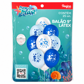 BALAO LATEX REDONDO 9 pol. FUNDO DO MAR 25 un.