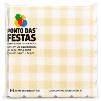 GUARDANAPO PAPEL DUPLA CAMADA XADREZ CANDY 33X33CM C/20   - AMARELO