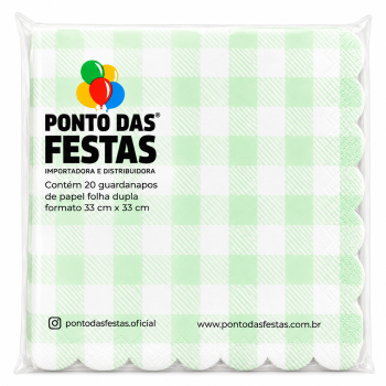 GUARDANAPO PAPEL DUPLA CAMADA XADREZ CANDY 33X33CM C/20   - VERDE