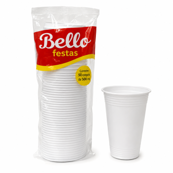 COPO PS 500ML BRANCO BELLO FESTAS - 50 Unidades LQ
