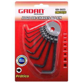 KIT CHAVE TORX & ALLEN C/ 8 PEÇAS - GADAN