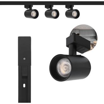 KIT TRILHO ELETRIFICADO 1M + 3 SPOTS LED 10W PRETO