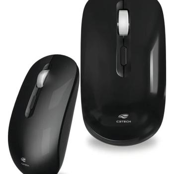 MOUSE S/FIO RECARREGAVEL M-W80BK PRETO C3T