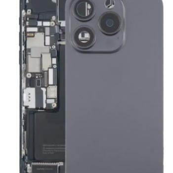 TAMPA TRASEIRA IPHONE 15 PRO MAX COMPLETA COM ANEL E LENTE TITANIO PRETO