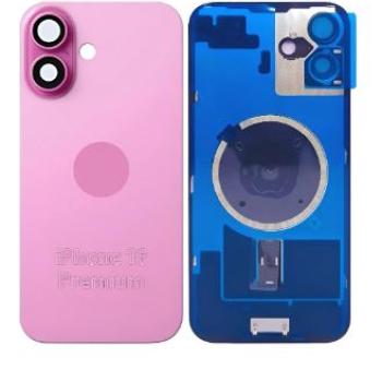 TAMPA TRASEIRA IPHONE 16 COMPLETA COM ANEL E LENTE ROSA