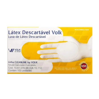 LUVA VOLK LATEX 8(M) COM AMIDO C/100