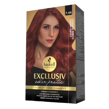 TINTA HASKELL EXCLLUSIV COLOR PRATIC 7.44 LOURO MÉDIO COBRE INTENSO