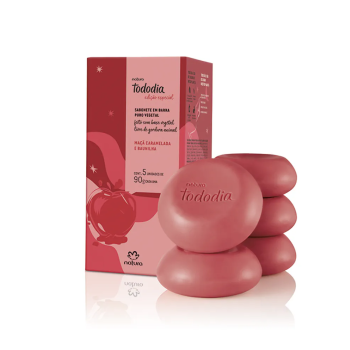 SABONETE EM BARRA NATURA TODODIA MAÇA CARAMELADA E BAUNILHA C/5