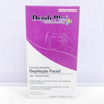 FOLHAS DEPILATÓRIAS FACIAL DEPILE PLUS MEL E ALOE VERA C/16