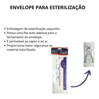 ENVELOPE PARA AUTOCLAVE SANTA CLARA 09CM X 24,5CM C/20