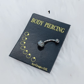 AÇO - BODY PIERCING M CURVADO COM STRASS