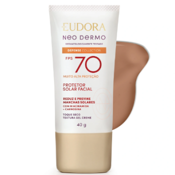 PROTETOR SOLAR FACIAL EUDORA NEO DERMO FPS 70 COR 02 40G
