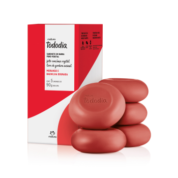 SABONETE EM BARRA NATURA TODODIA MORANGO E BAUNILHA DOURADA C/5